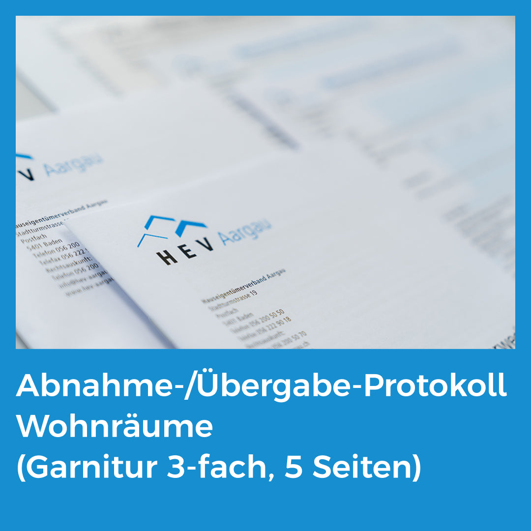 Abnahme-/Übergabe-Protokoll Wohnräume (Garnitur 3-fach, 5 Seiten)