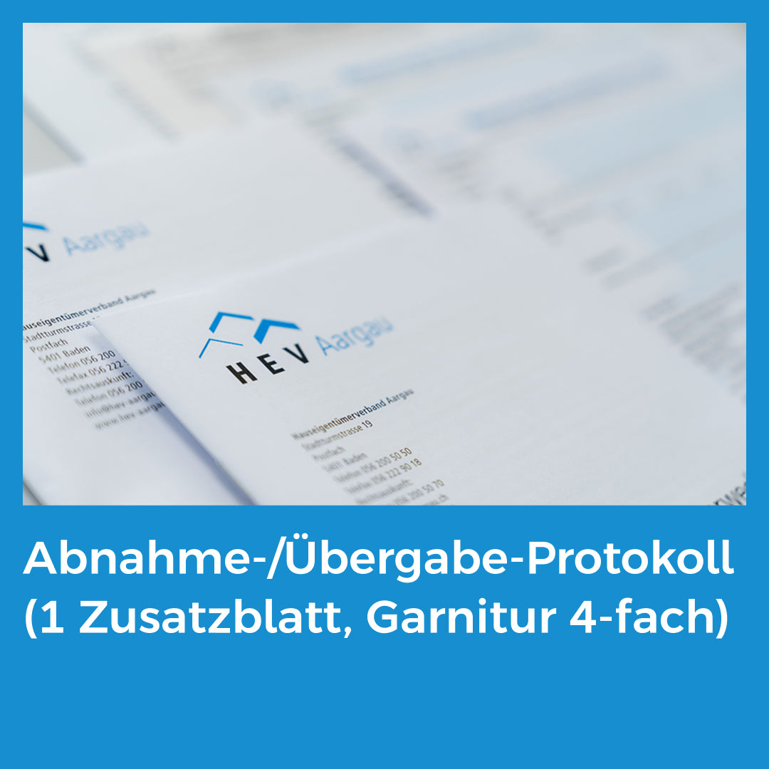 Abnahme-/Übergabe-Protokoll (1 Zusatzblatt, Garnitur 4-fach)