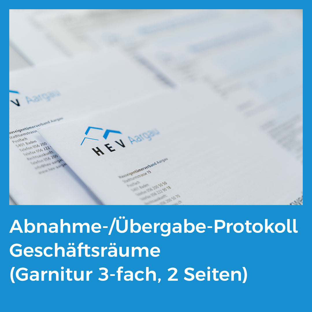 Abnahme-/Übergabe-Protokoll Geschäftsräume (Garnitur 3-fach, 2 Seiten)